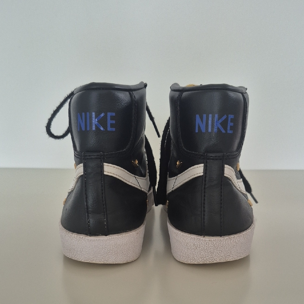 Nike Blazers Black High-Top Sneakers with White Swoosh and Gold Accents,Size US8 - Picture 5 of 15